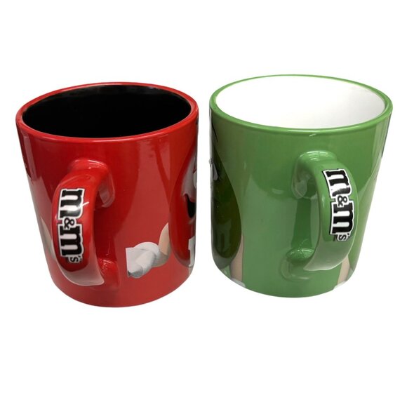Set of 2 M&M Large Red & GREEN Cocoa/Coffee Mugs Officially Licensed EUC - Picture 8 of 9